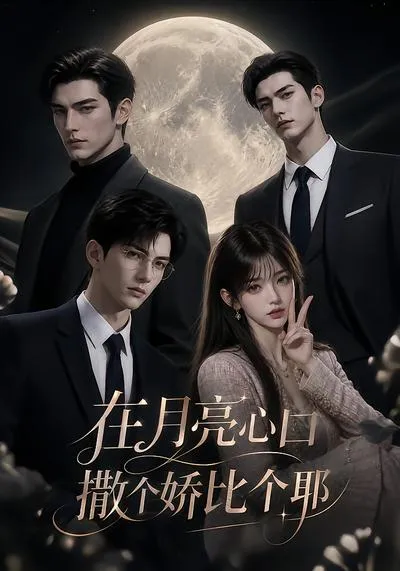 在月亮心口撒个娇比个耶